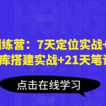 小红书训练营：7天定位实战+7天爆款拆解&选题库搭建实战+21天笔记实操实战