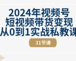 2024年视频号短视频带货变现从0到1实战私教课(31节视频课)