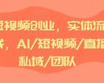 AI短视频创业，实体流量实战，AI/短视频/直播/私域/团队