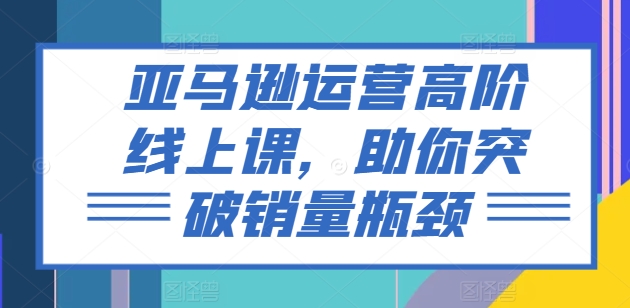 亚马逊运营高阶线上课，助你突破销量瓶颈